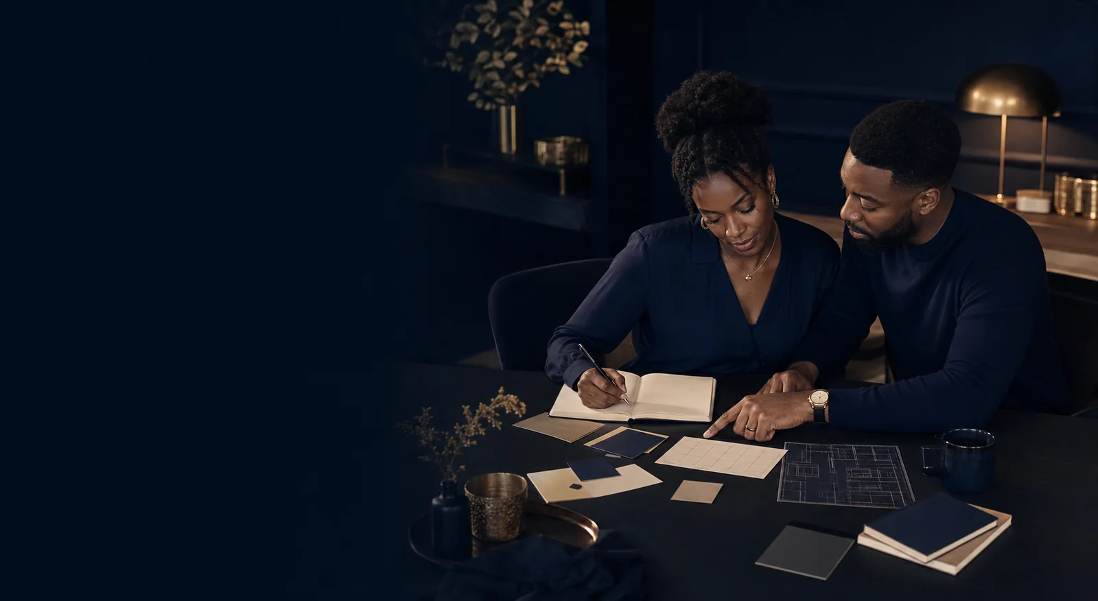 A couple planning their household economy